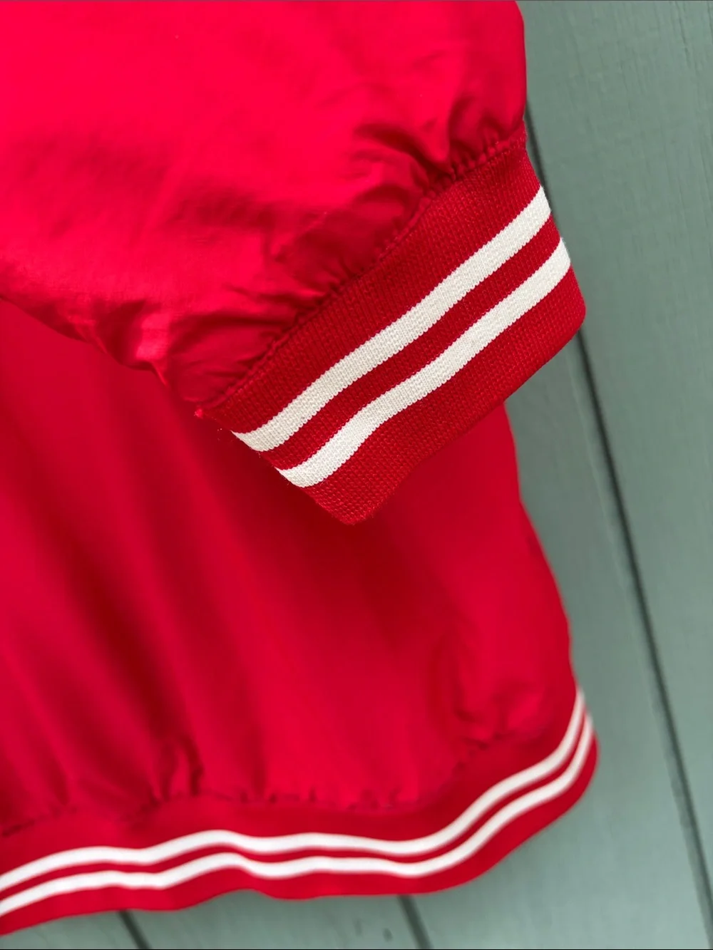 H&M Red Bomber Jacket with White Stripe Trim